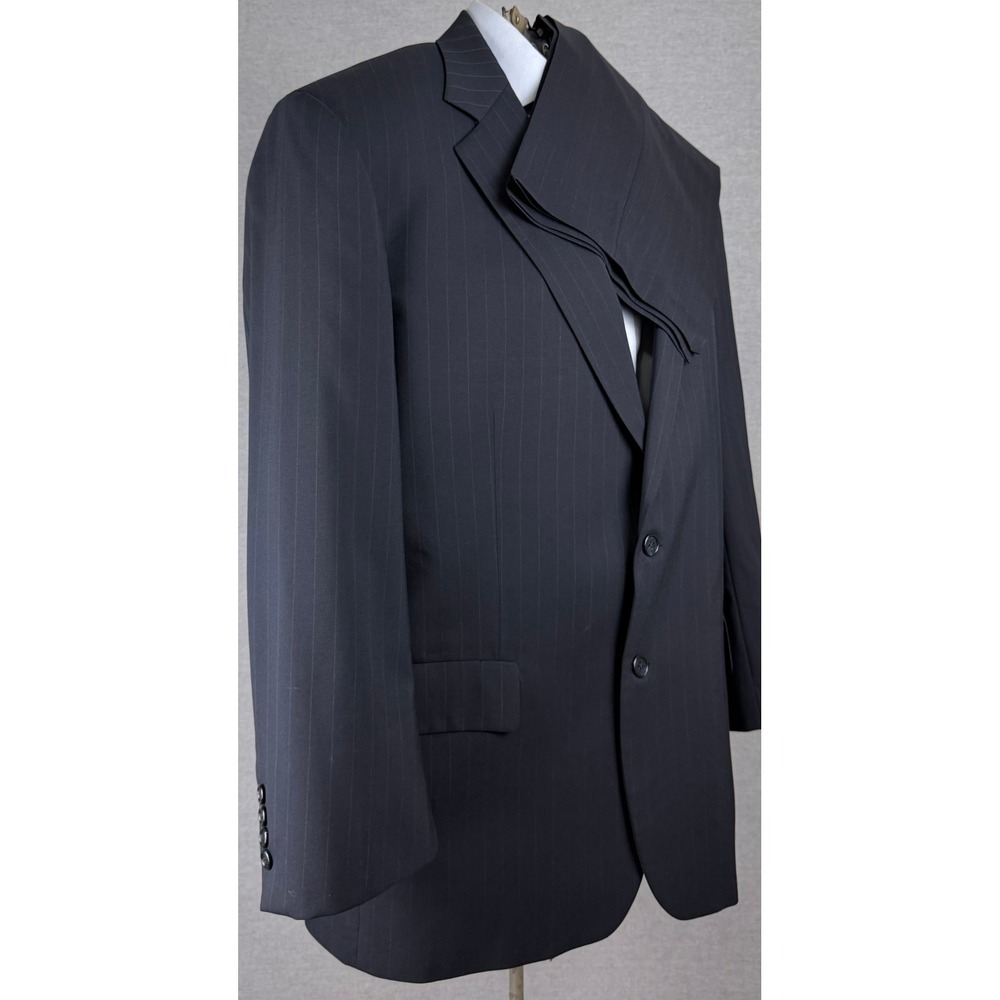 Brooks Brothers Brooksease Mens 44L Suit Navy Pinstripe 100% Wool 2pc 37x29 USA